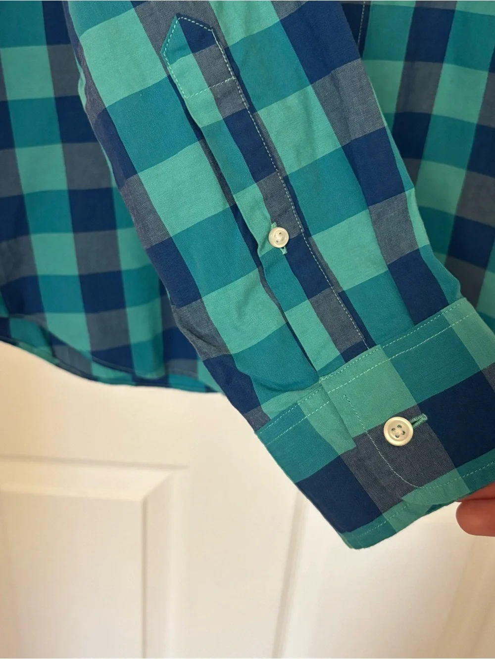 NWT J. Crew Men’s Teal & Navy Check Plaid Button-Down Shirt